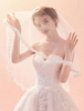 Voile de mariage dentelle ivoire Applique bord un voile de mariée Tier