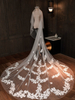 Voile de mariage deux niveaux dentelle tulle coupe bord classique voiles de mariée