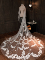 Voile de mariage deux niveaux dentelle tulle coupe bord classique voiles de mariée
