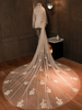 Voile de mariage deux niveaux dentelle tulle coupe bord classique voiles de mariée
