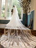 Voile de mariage deux niveaux dentelle tulle coupe bord classique voiles de mariée