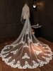 Voile de mariage deux niveaux dentelle tulle coupe bord voile de mariée classique