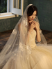 Voile de mariage deux niveaux dentelle tulle coupe bord voile de mariée classique