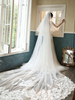 Voile de mariage deux niveaux dentelle tulle coupe bord voile de mariée classique