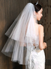 Voile de mariage deux niveaux tulle coupe bord classique voile de mariée