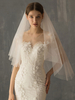 Voile de mariage deux niveaux tulle coupe bord goutte voile de mariée