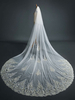 Voile de mariage en dentelle à deux niveaux en tulle bord coupé voile de mariée classique