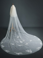 Voile de mariage en dentelle à deux niveaux en tulle bord coupé voile de mariée classique