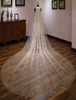 Voile de mariage en or Un niveau Tulle étincelant cascade scintillant Bord de mariée
