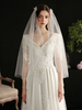 Voile de mariage Fleurs à un étage Tulle Cut Edge Voiles de mariée classiques