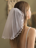 Voile de mariage Ivoire à deux niveaux de perles Tulle bord fini Voiles de mariée classiques