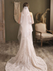 Voile de mariage ivoire à deux niveaux dentelle dentelle tulle bord coupé goutte longs voiles de mariée