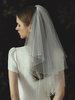 Voile de mariage ivoire à deux niveaux en tulle perlé bord fini goutte voiles de mariée