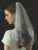 Voile de mariage ivoire deux niveaux arcs Tulle bord fini goutte voiles de mariée