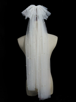 Voile de mariage ivoire deux niveaux arcs voiles de mariée en tulle bord coupé