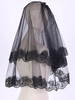 Voile de mariage noir à deux niveaux filet fini bord classique voiles de mariée courts