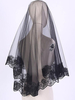 Voile de mariage noir One Tier Net Finished Edge Voiles de mariée courts classiques