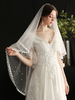 Voile de mariage Perles à un niveau Tulle Dentelle Applique Edge Voiles de mariée classiques