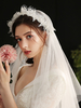 Voile de mariage strass à un niveau Voile de mariée en polyester à bord coupé
