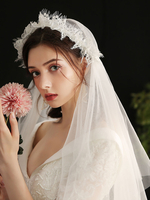 Voile de mariage strass à un niveau Voile de mariée en polyester à bord coupé