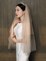 Voile de mariage trois niveaux tulle coupe bord classique voile de mariée
