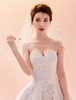 Voile de mariage Tulle Pom Poms Cut Edge court Ivoire Voiles de mariée