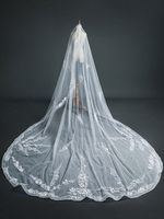 Voile de mariage un niveau dentelle tulle coupe bord classique voiles de mariée