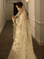 Voile de mariage un niveau dentelle tulle coupe bord classique voiles de mariée