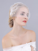Voile de mariage un niveau perlé tulle bord coupé voile de mariée ovale