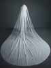 Voile de mariage un niveau perles tulle bord coupé voile de mariée classique