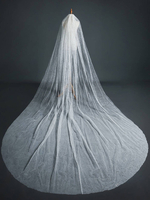 Voile de mariage un niveau perles tulle bord coupé voile de mariée classique
