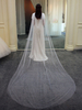 Voile de mariage un étage paillettes tulle bord coupé voiles de mariée classiques