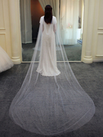 Voile de mariage un étage paillettes tulle bord coupé voiles de mariée classiques