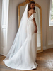 Voile de mariage Voile de mariée classique à deux niveaux en tulle à bords coupés