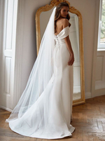 Voile de mariage Voile de mariée classique à deux niveaux en tulle à bords coupés