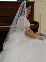 Voile de mariage Voile de mariée ovale en dentelle de tulle à un niveau