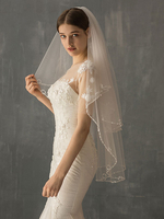 Voile de mariée - Nuage de cristal à deux rangées de satin tressé en cristal tissé élastique