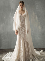 Voile de mariée - Voile de mariée avec bord fini en satin tissé élastique à deux niveaux