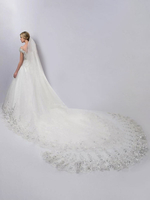 Voile de mariée à un niveau en tulle à bord fini cascade