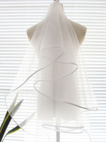 Voile de mariée Bordure à deux niveaux en satin tissé élastique bordé de gouttes de mariée