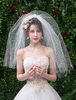 Voile de mariée court à deux rangées de filet de tulle coupe nette et voile de mariée classique