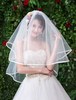 Voile de mariée en ivoire à deux niveaux en voile de mariée en tulle