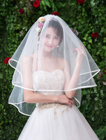 Voile de mariée en ivoire à deux niveaux en voile de mariée en tulle