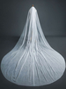 Voile de mariée Un niveau Perles Tulle Bord coupé Voiles de mariée classiques