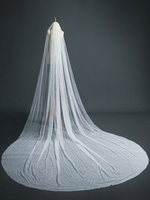 Voile de mariée Un niveau Perles Tulle Bord coupé Voiles de mariée classiques