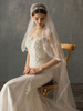 Voile de mariée Un étage Tuyauterie Tulle Bord fini Bordure de mariée Voile