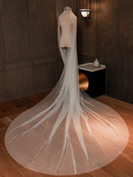 Voile de mariée une rangée en tulle bord coupé voiles de mariée classiques