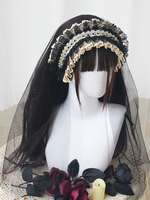 Voile Gothique Lolita Blanc Volants Polyester Accessoire Dentelle Divers