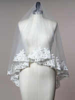 Voile voile à doights 1 couche en tulle avec dentelle forme d