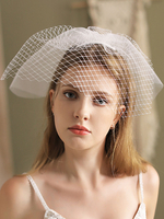 Voiles de mariage blanc Voile de mariée diadème ovale en tulle à deux niveaux